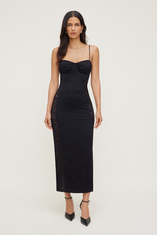 Sheer Side Lace Maxi Dress