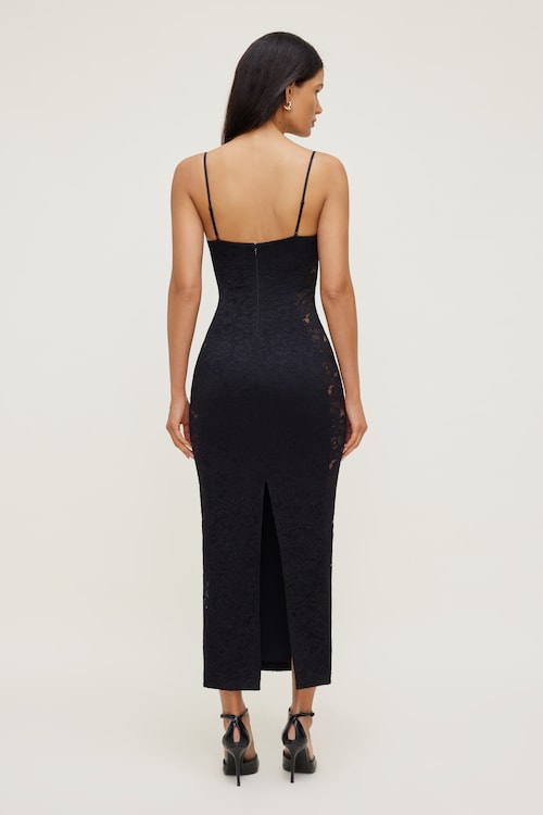 Sheer Side Lace Maxi Dress