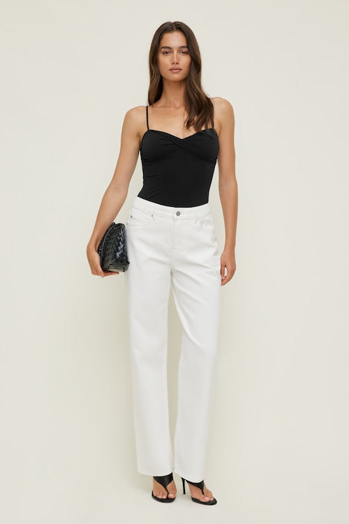 Mika Rhinestone Mid Rise Relaxed Straight Leg Jeans