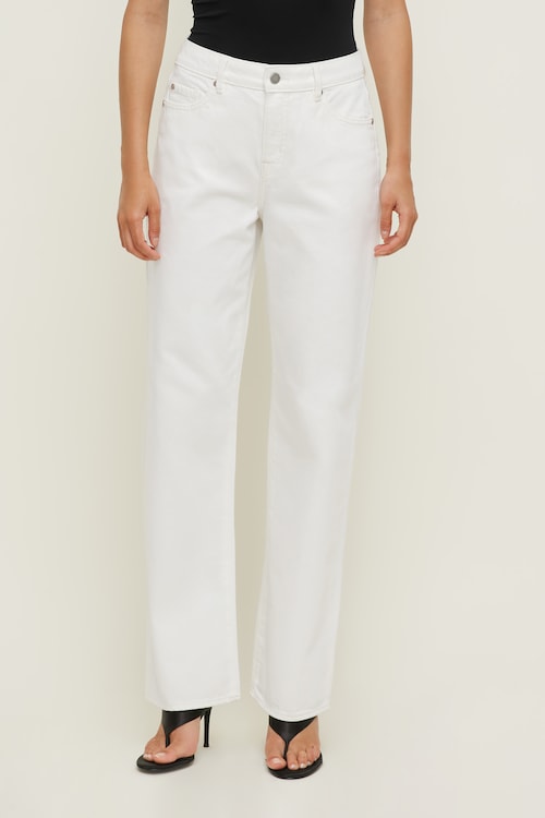 Mika Rhinestone Mid Rise Relaxed Straight Leg Jeans