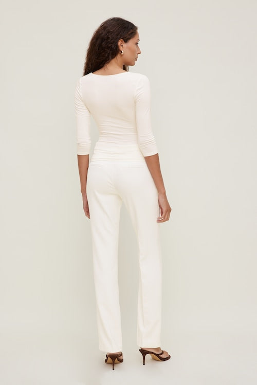 High Rise Slim Straight Leg Pants