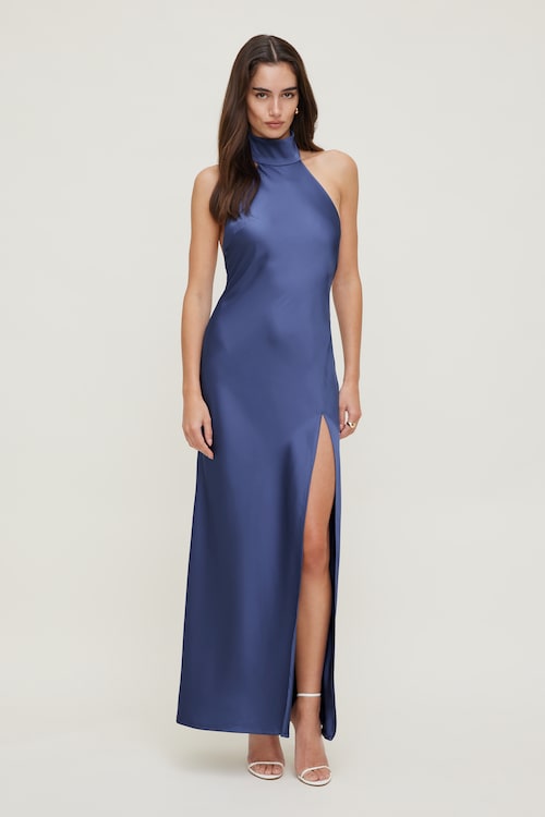 Satin Halter Maxi Dress