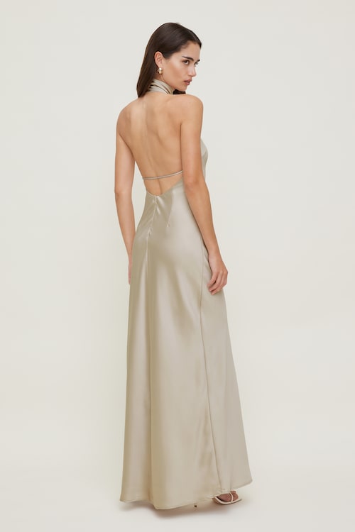 Satin Halter Maxi Dress