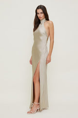 Satin Halter Maxi Dress