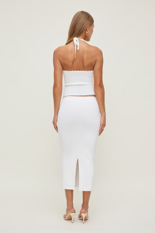 Scallop Trim Maxi Skirt
