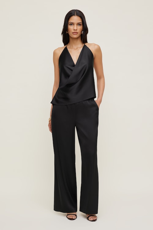 Satin Wrap Halter Top