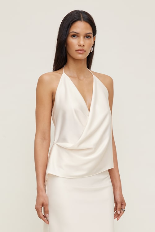 Satin Wrap Halter Top