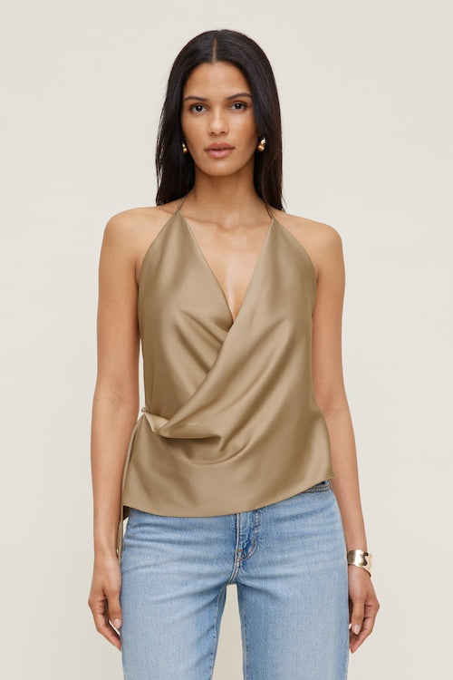 Satin Wrap Halter Top