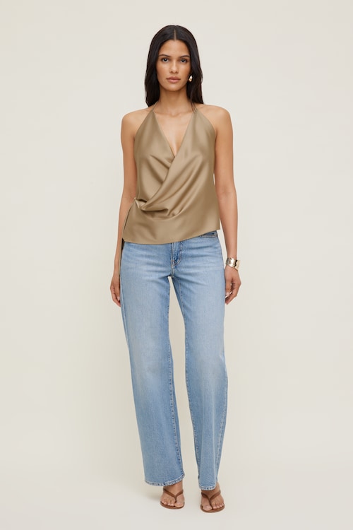 Satin Wrap Halter Top