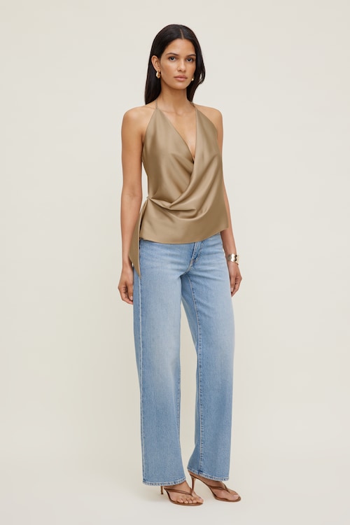 Satin Wrap Halter Top