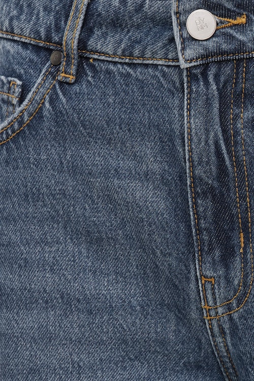 Mika Rhinestone Mid Rise Relaxed Straight Leg Jeans