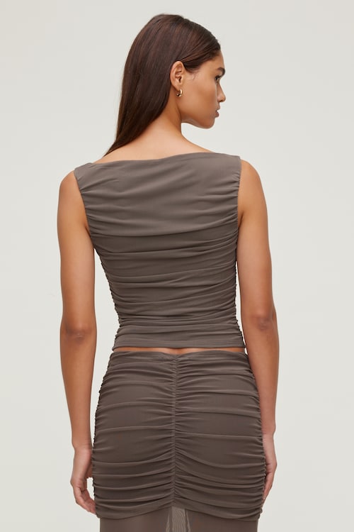 Ruched Mesh Tank Top