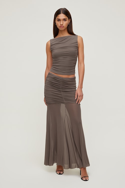 Ruched Mesh Tank Top