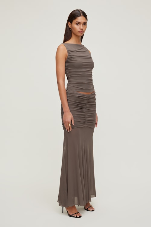 Ruched Mesh Tank Top