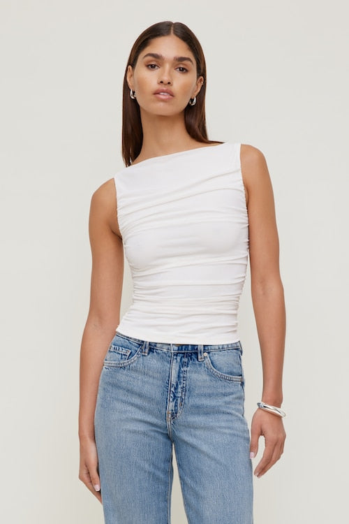 Ruched Mesh Tank Top
