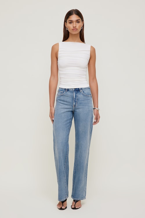 Ruched Mesh Tank Top