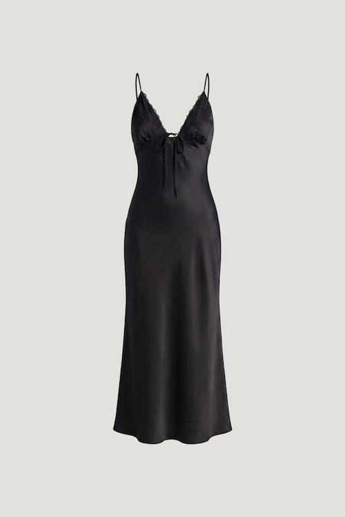 Lace Satin Maxi Dress