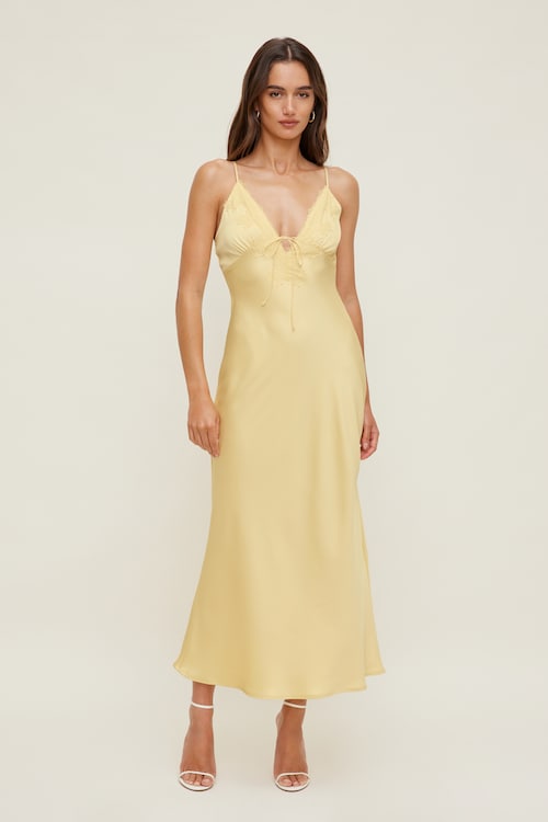 Lace Satin Maxi Dress