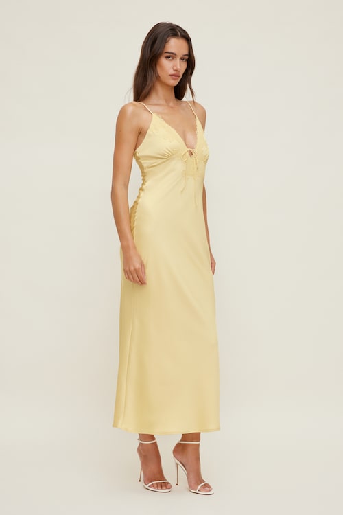 Lace Satin Maxi Dress
