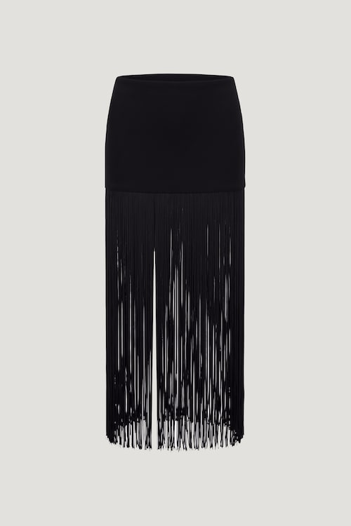 Ponte Fringe Maxi Skirt