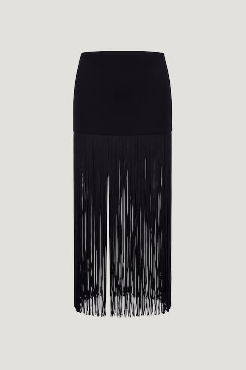 Ponte Fringe Maxi Skirt
