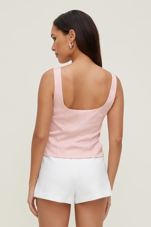 Open Back Satin Tank Top