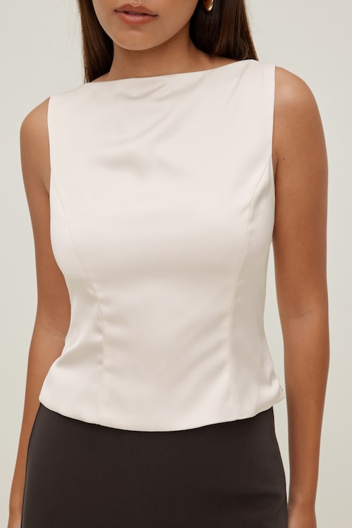 Open Back Satin Tank Top