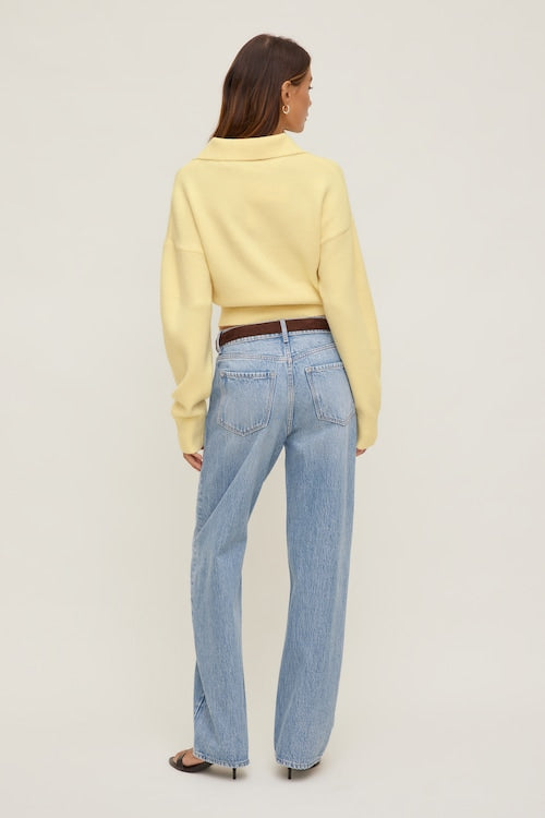 Mika Rhinestone Mid Rise Relaxed Straight Leg Jeans