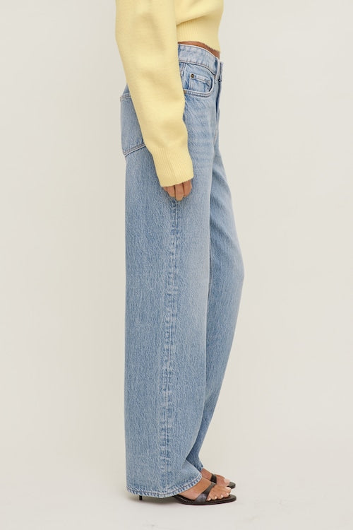 Mika Rhinestone Mid Rise Relaxed Straight Leg Jeans