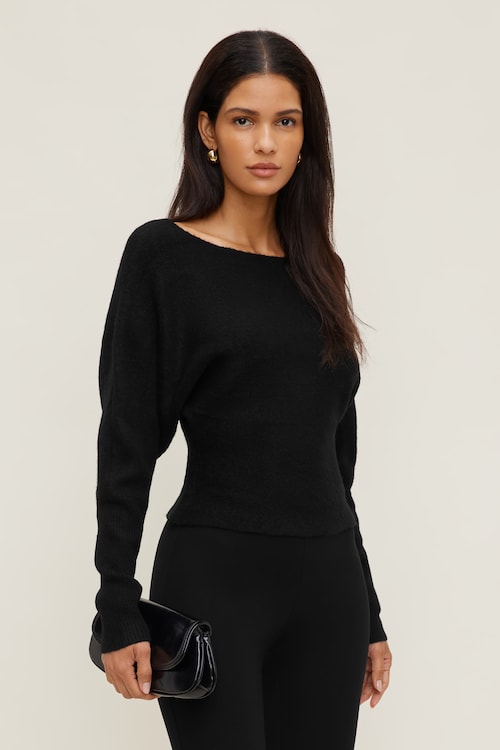 Cinched Boat Neck Sweater