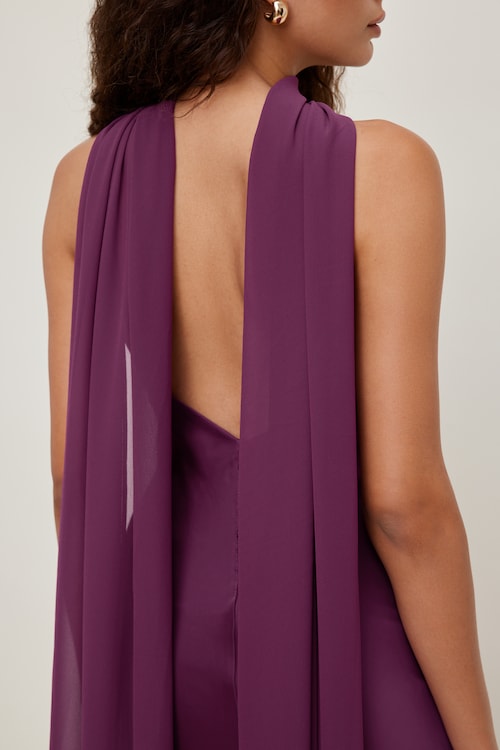 Halter Scarf Satin Maxi Dress