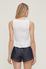 Smocked Poplin Tank Top