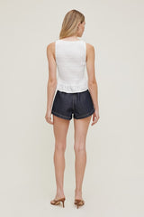 Smocked Poplin Tank Top