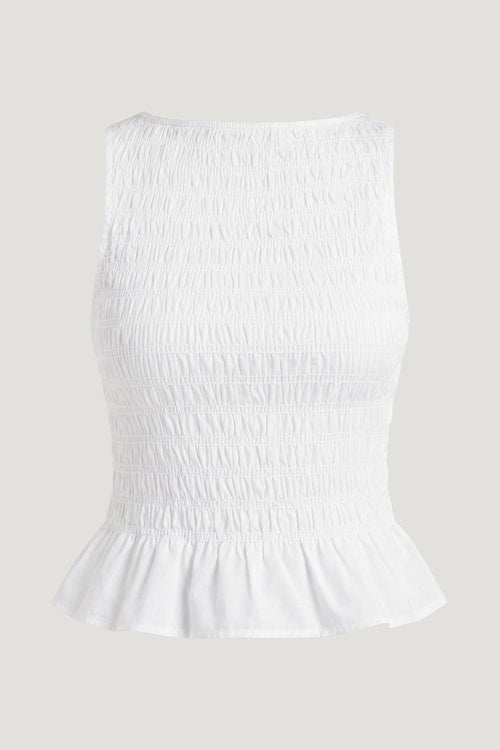 Smocked Poplin Tank Top