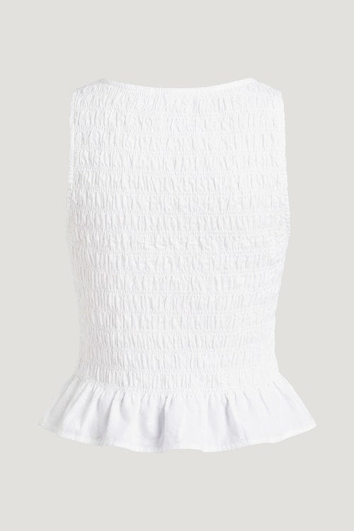 Smocked Poplin Tank Top