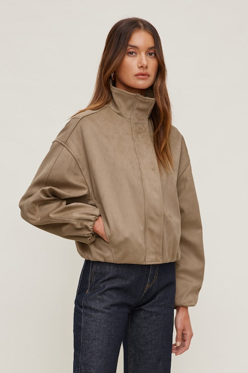 Brynn Faux Leather Bomber Jacket