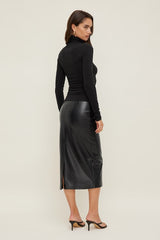 Faux Leather Midi Skirt