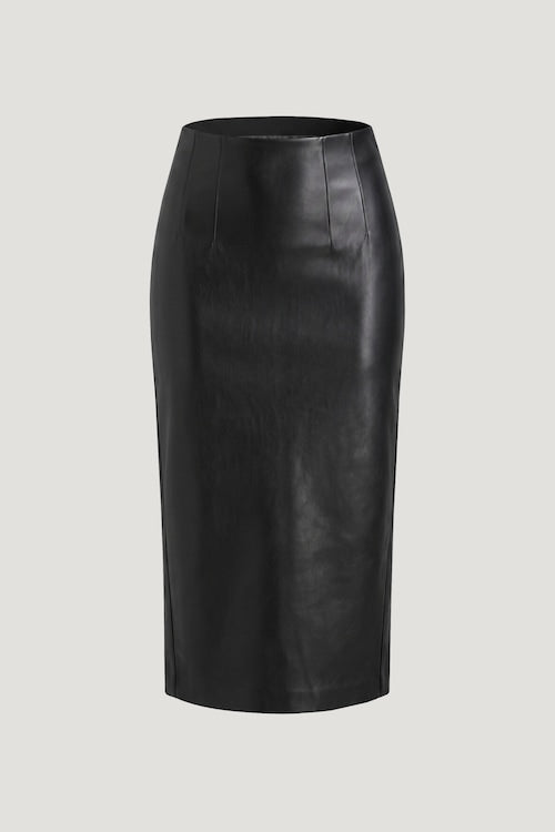 Faux Leather Midi Skirt