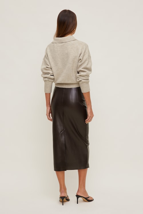 Faux Leather Midi Skirt