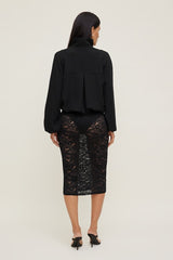 Sheer Lace Midi Skirt