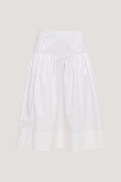 Drop Waist Poplin Midi Skirt