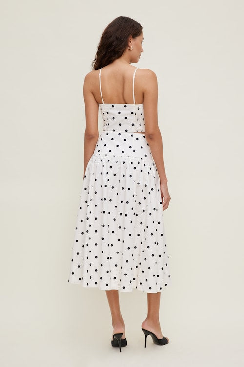 Drop Waist Poplin Midi Skirt