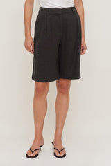 Linen High Rise Bermuda Shorts