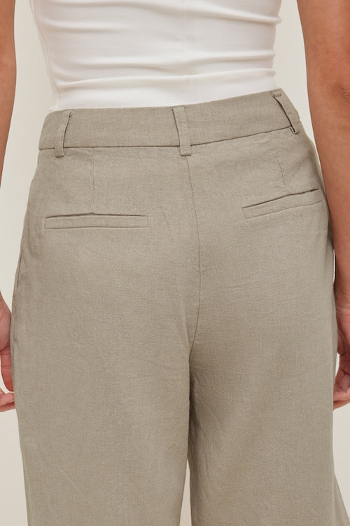 Linen High Rise Bermuda Shorts