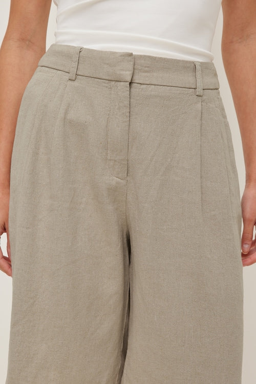 Linen High Rise Bermuda Shorts