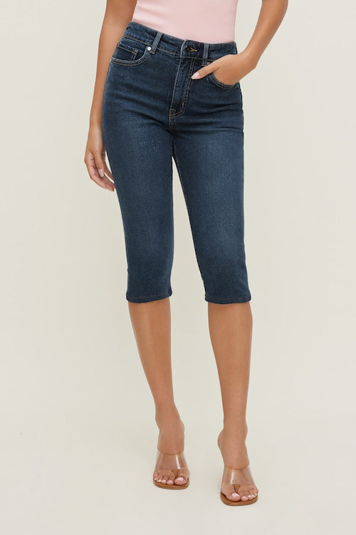 Stretch High Rise Slim Capri Jeans
